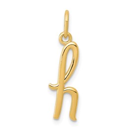 Solid 14k Yellow Gold Cursive H Initial Letter Alphabet Charm Pendant