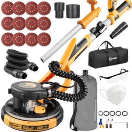 Drywall Sander, 800W Powerful Electric Drywall Sander with Vacuum, 99% Dust Absorption Dust-free Design, 7 Variable Speed 900-1800RPM, 26' Power Cord, LED Light, for Popcorn Ceiling etc