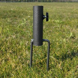 Adjustable Portable Umbrella Base, Heavy Duty Ground Insert Steel Coating Umbrella Stand Outdoor Base for 28-32mm Pole Umbrella Park Patio Beach Grass Ground(sizeA: Length 35cm)
