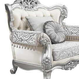 Loom and Mill Luxury Contemporary Sofa Arm Covers 2 PCS, Elegant Damask Couch Armrest Cover with Tassels, Non-Slip Furniture Protector for Chair Sofa Recliners Couch Dogs Pets, Sliver Gray, 20x24in