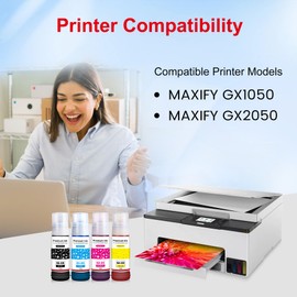 GI-55 GI55 Ink Compatible with Maxify GX1050 GX2050 Printer 4-Colour Multipack GI-55BK GI-55C GI-55M GI-55Y (Black/Cyan/Magenta/Yellow)