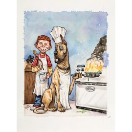 Mad Magazine Themed NEW Metal Sign: Alfred E. Neuman with Marmaduke, Great Dane