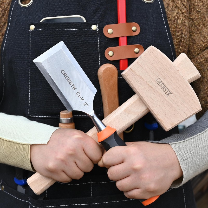 GREBSTK Wooden Mallet Manual Ice Hammer Mallet Beech Solid Carpenter
