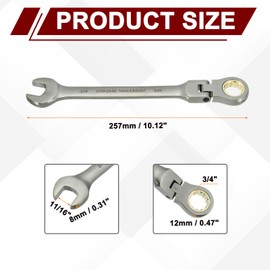 sourcing map Flex Head Ratchet Wrench Spanner 3/4" SAE Ratcheting Combination Wrench 72-Teeth Chrome Vanadium Steel Ratchet Gear Spanners with 12 Point Box End for Auto Repairs Home Projects