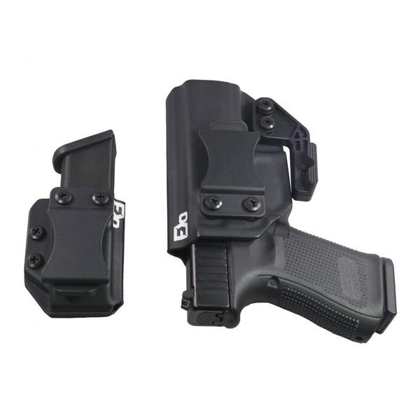 FDO Industries IWB Kydex Holster Compatible with Glock 19 23 32 w/IWB Mag Carrier -The Paladin Series -Made in USA- GEN 5 Compatible (Black)
