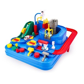 Car Adventure Set, City Rescue Educational Vehicle, Parent-Child Interactive Racing, Puzzle Car Race Tracks Parking Playsets (Blue)