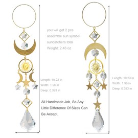 KEINIA Suncatchers Hanging Crystals for Windows, Sun,Moon and Star Hanging prisms suncatcher, Sun Catchers Indoor Window, Living Room, Bedroom, MoM,Daughter Gifts (2 PCS)