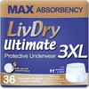 LivDry Ultimate 3XL Adult Incontinence Underwear, Max Absorbent Diapers for