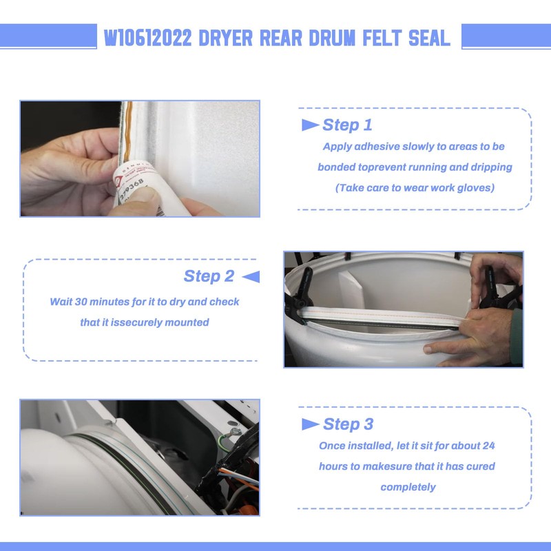 W10612022 Dryer Drum Felt Seal Replacement for Whirlpool, Kenmore, Amana,