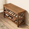 Shoe Rack Bench with Storage 3 Tier Bamboo Shoe Bench