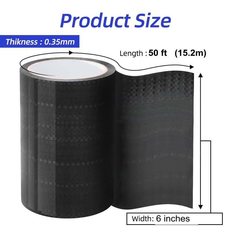 AMOGATO Premium RV Underbelly Material Tape 6" x 50', Black