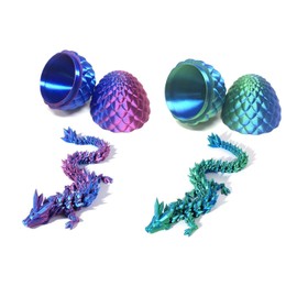 2 Packs Dragon Eggs with Dragon Inside, 3D Dragon Eggs with Dragon Inside, 3D Printed Dragon Egg, Mystery Dragon Egg, Dragon Egg Fidget Toy,Stocking Easter Basket Stuffers (Purple and Blue)