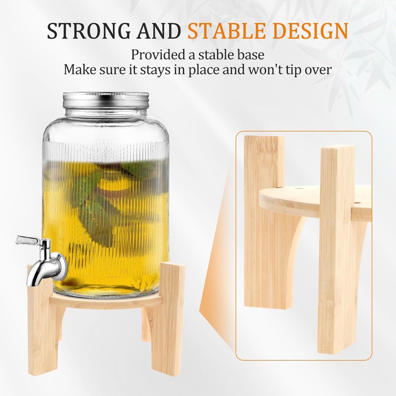 FwQoFvk Beverage Dispenser Stand, Bamboo Wood Juice Dispenser Stand, Stable