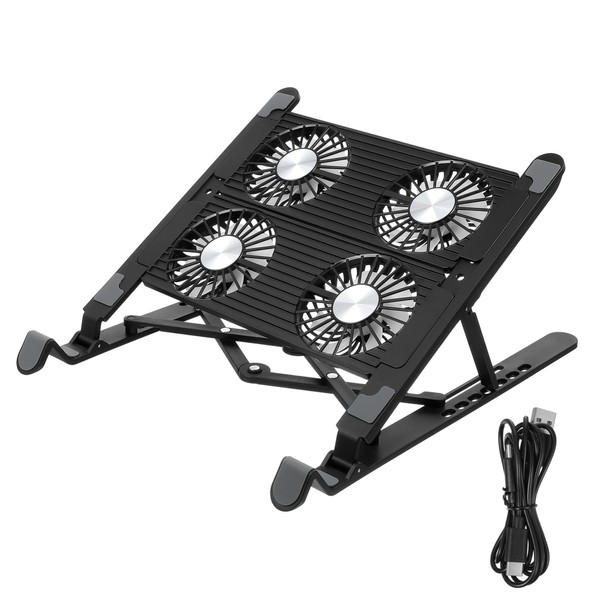 KONTONTY Laptop Cooling Stand Fan Desk Adjust Height Angle Slip