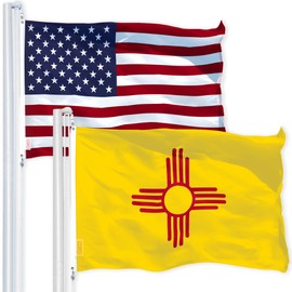 G128 Paquete combinado: Bandera de Estados Unidos de 3 x 5 pies 150D estrellas impresas y bandera del estado de Nuevo México 3 x 5 pies 150D impresa