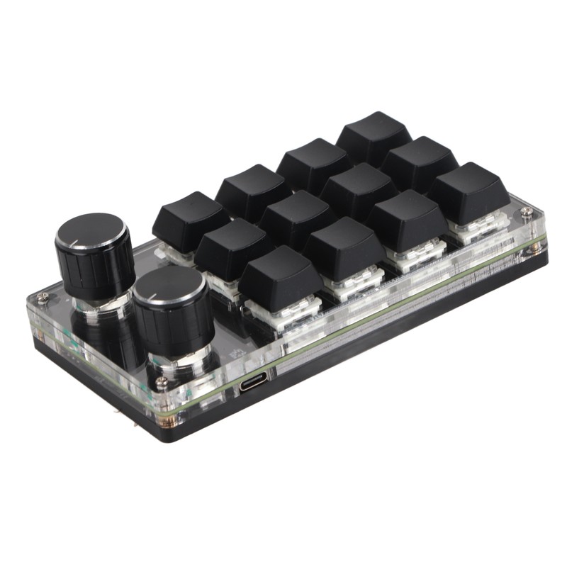 Programmable Macro Keyboard 2 Knobs Blue Switch Black 12 Keys