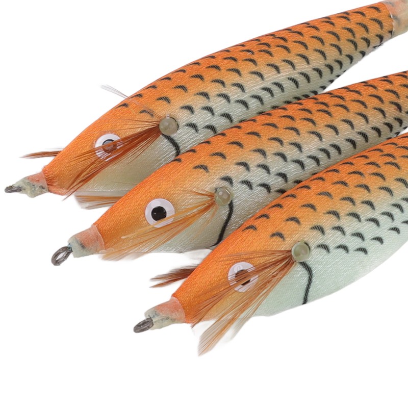 14Pcs Luminous Squid Hook Lure 8cm Artificial Shrimp Shape Fishing