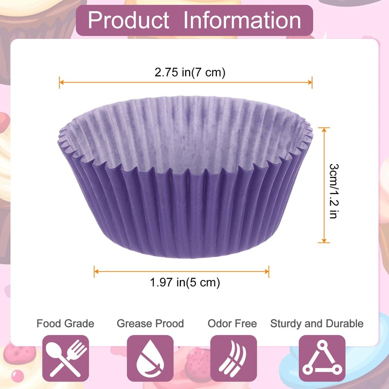 sourcing map 200 Count Cupcake Liners Purple Cupcake Cups Standard