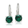 Sterling Silver Created Emerald Round Prong-Set Leverback Earrings