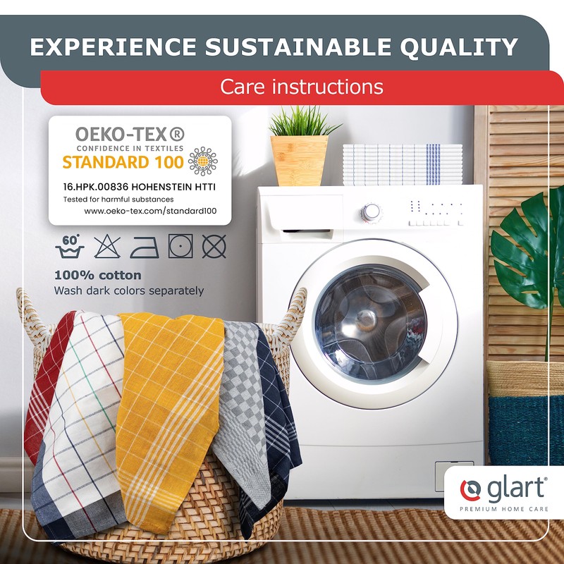 Glart Kitchen Towels, Pack of 5 Grey Tea Towels, 50