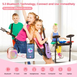 Mini Karaoke Machine, Karaoke Machine for Kids Adults Portable Bluetooth Karaoke Speaker with 2 Wireless Microphones and Party Lights for Home Class Outdoor Party