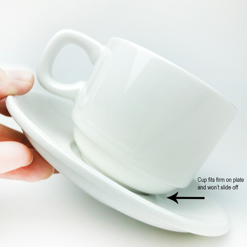 HUJI Stack-able Porcelain 3.2 OZ Espresso Turkish Coffee Cups and
