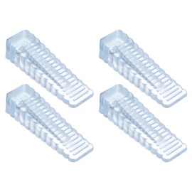 uxcell 4Pcs Door Stoppers for Bottom, 0.6 Inch Non-Slip Door Wedge Stopper, Stackable Doorstop for Home Office Floor, Clear