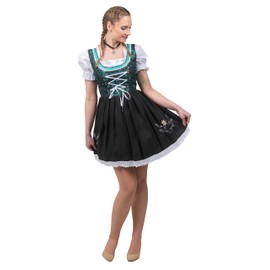 Edelweiss Creek Women’s Oktoberfest Dirndl Dress – 3-Piece Traditional German Bavarian Outfit Black & Green 10