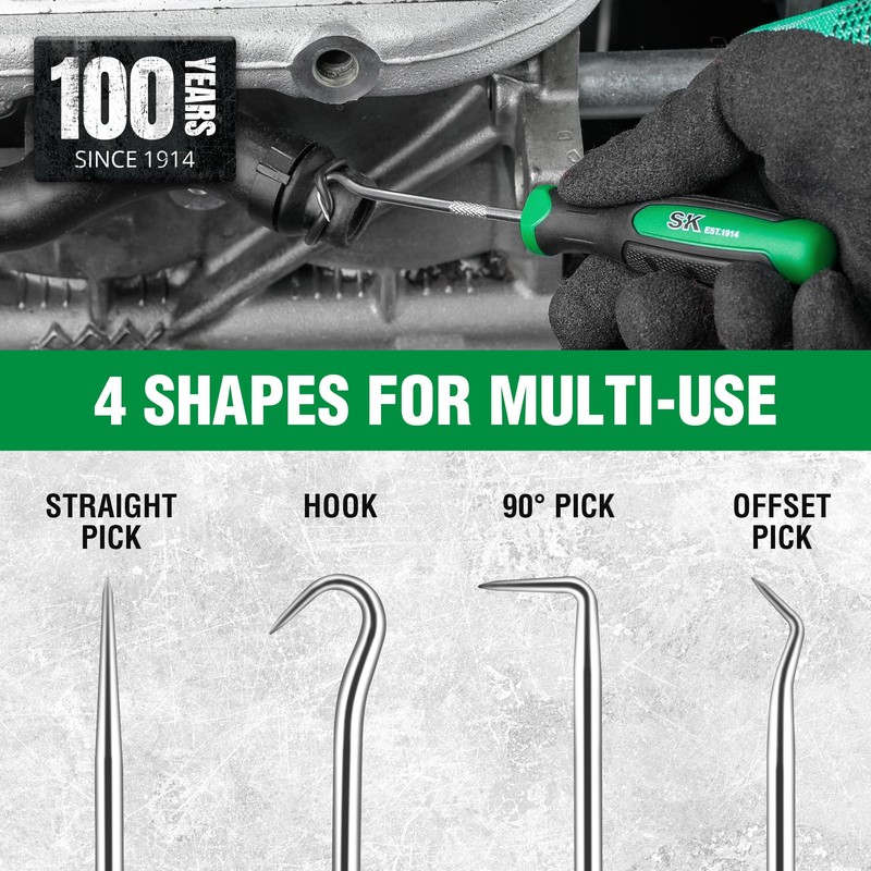 SK 4 Piece Hook and Pick Set, Straight Pick, Offset
