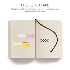 TEHAUX 6 Rolls Decor Stickers Scrapbook washi Tape Printing Tape DIY Paper Tape Checkered Bulletin Board Border self-Adhesive DIY Tapes Stationery Tape Japanese Paper Crafts