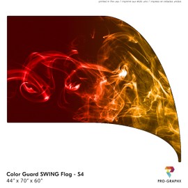 Pro-Graphx Color Guard Flag For Marching Band Color Guard, Curved Rectangle Indoor Winter Competition, Colorguard Performance SWING FLAG PGFS4 - Colored Smoke Red