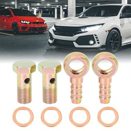 X AUTOHAUX 2 Sets Hollow Screw Banjo Hose Metal Barb Bolt Fittings Washer Bronze Tone for Motorcycle Car 12mm