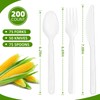 ALEXPRE 200 Count Compostable Utensils Cutlery Biodegradable Heavy-Duty No Plastic