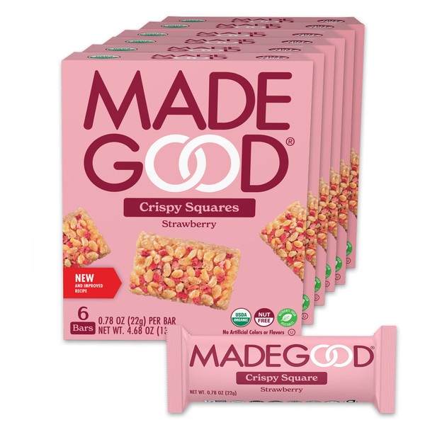 MadeGood Crispy Squares, Strawberry (36 Count) Gluten Free Snacks