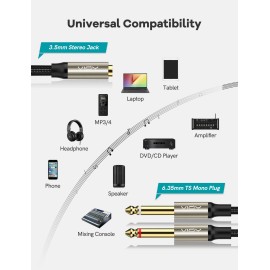 VIOY 3.5 mm to Dual 1/4 Inch Audio Splitter Cable (3 ft/1m), Gold Plated 1/8"...