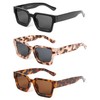 JM 3 Pack Trendy Square Sunglasses for Women Men Retro