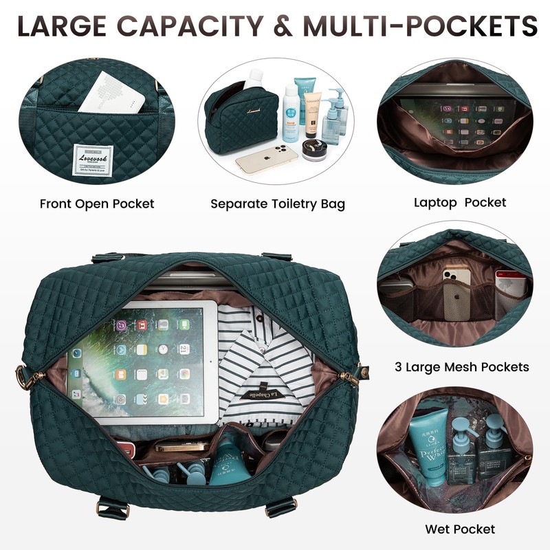 LOVEVOOK Women's Large Travel Bag with Shoe Compartment and Wet