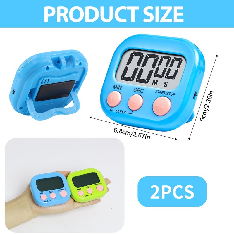 Digital Kitchen Timer 2 Pack, Large Magnetic Digital Kitchen Timer