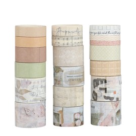 LGEGE 20 Rolls Vintage Washi Tape Set, 25/20/15/10/5 mm Wide, Whispers of Time Theme Element, Antique Japanese Masking Tape Decor for Scrapbook, Scrapbooking, Gift Wrapping, Bullet Journal (2 m)