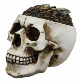 Day of The Dead Gold Coins Dollar Bills Grinning Skull Decorative Stash Box