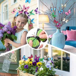 LUUFILx Butterfly Fascinators Multicolor Butterfly Headband Hair Clips for Women Girls Spring Monarch Butterfly Decoration Costume Crown Hat Headpiece Butterfly Accessories for Cosplay Tea Party