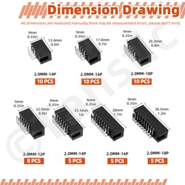 Tanstic 50Pcs 2.54 mm Pitch 6-18 Pin Box Header, Double Row Box Header Connector Right Angle PCB Header IDC Male Socket for PCB Board