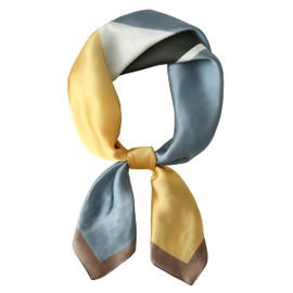 BRMM MIA Women's Scarf, 27.6 x 27.6 inches (70 x 70 cm), Silk-like, Neckerchief, Bandanna, Casual, Square, Multi-functional, Bag Decoration, Hair Ornament, Spring, Summer, Beach, Travel, Work, Office, yellow & blue