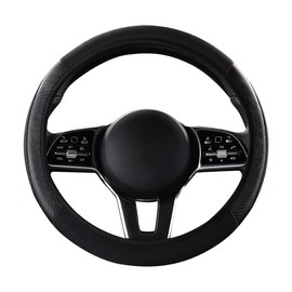 Yuauy Car Steering Wheel Cover Carbon Fibre Breathable Anti-slip Protector for Auto Car Without Inner Ring Black