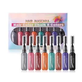 Baorder 8 Colours Temporary Instant Hair Mascara Colour, Washable Hair Colour for Girls, Make-up, Birthday, Christmas, New Year, Cosplay, Hair, DIY, Party (Black, B)
