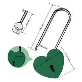 Gradleen 2PCS Single Heart Lock with Key 3.5 Inches,50mm Love Padlock Rubber Painting Green Metal Love Lock for Lovelock Bridge,Card Box,Jewelry Box,Diary Book,Handbag