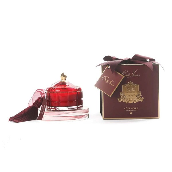 Cote Noire-Small Art Deco Candle Red and Gold, Rose Oud 200g