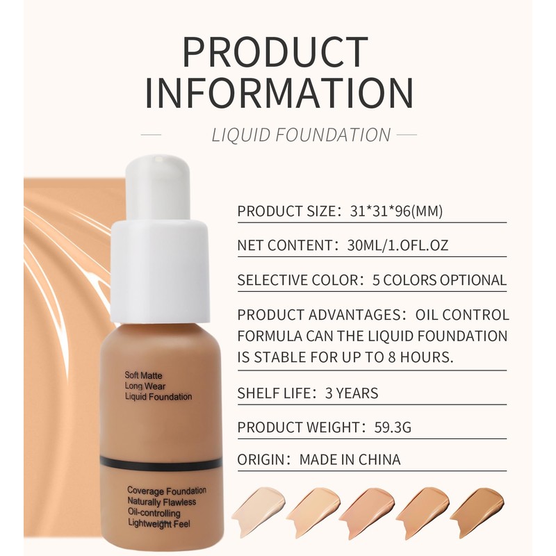 Foundation, 30 ml Full Coverage Foundation, Concealer Liquid Foundation, Full
