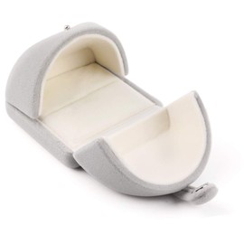 Rolin Roly Ring Box Velvet Gift Box Flocked Jewelry Displays Boxes Soft Wedding Box for Weddings Engagement Birthday and Anniversary Gray