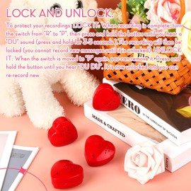 Fabbay 12 Pack Voice Recorder for Stuffed Animal Push Button Sound Recorder Heart Shaped Recordable Button Voice Recording Button Box Device for Plush Toy Bear Module Record Messages, Red (30 Seconds)